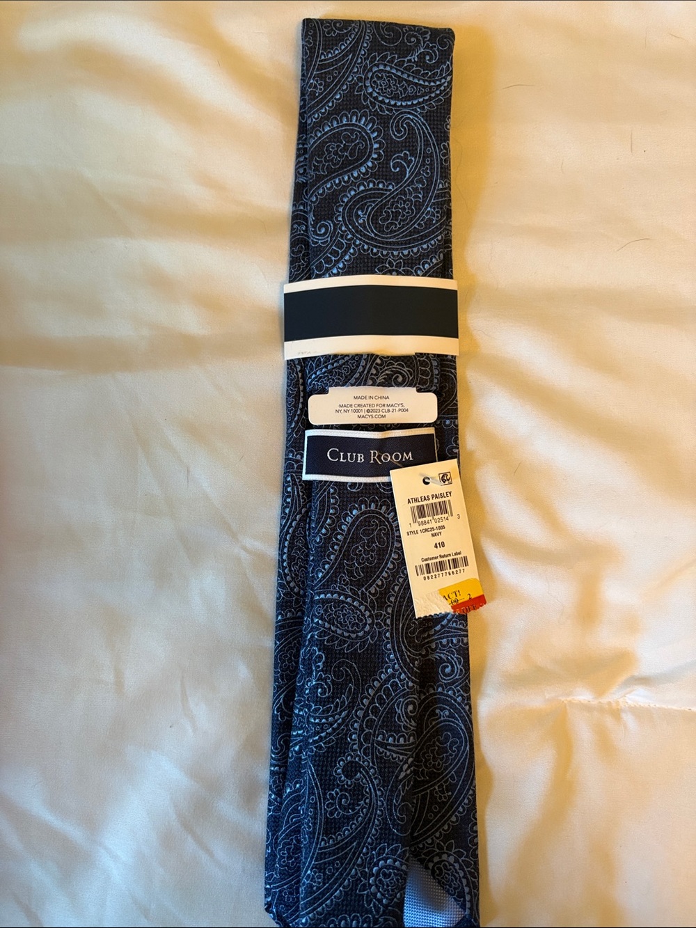 Club Room Navy Blue Paisley Regular Tie - Picture 2 of 2